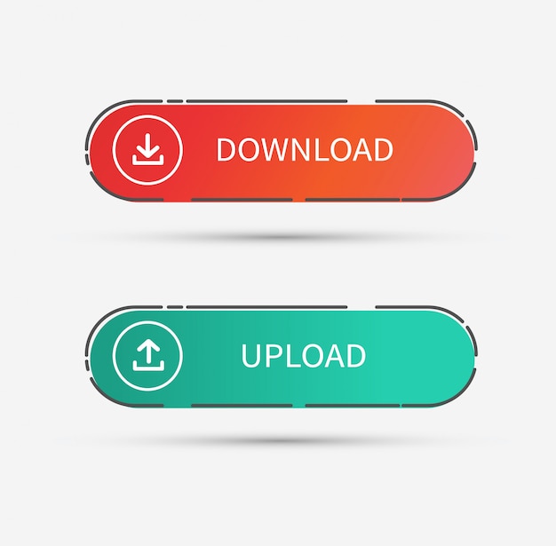 Vetor botão de download e upload.