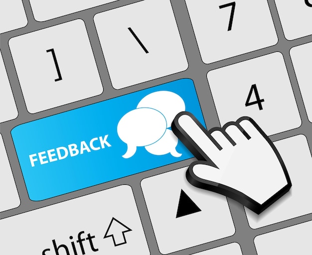 Botão de feedback do teclado com ilustração em vetor cursor com a mão do mouse