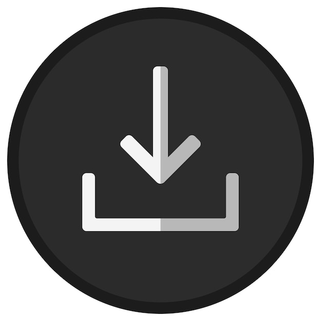 Botão de ícone de download plano isolado em fundo branco