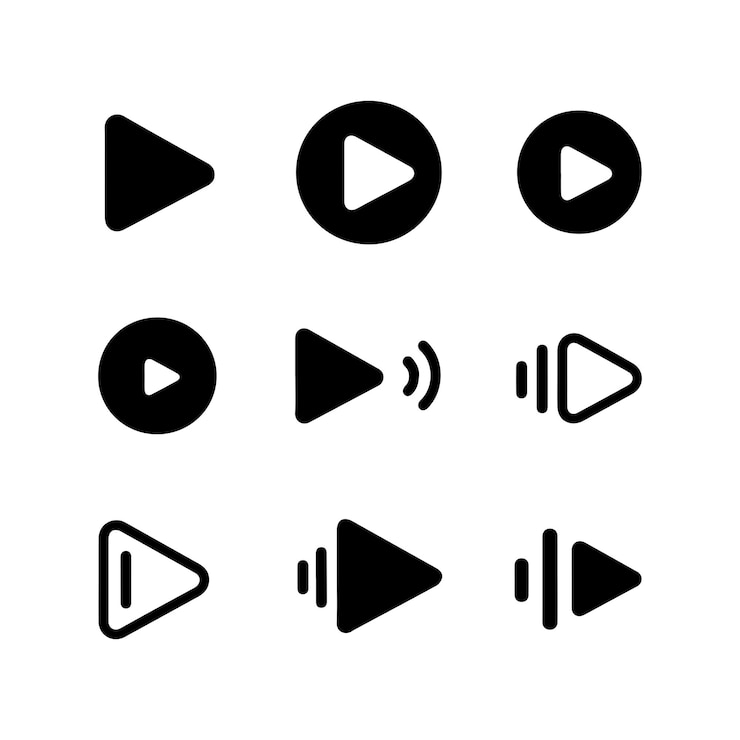 Vetor botão de reprodução e controle de mídia icon set ilustração vetorial