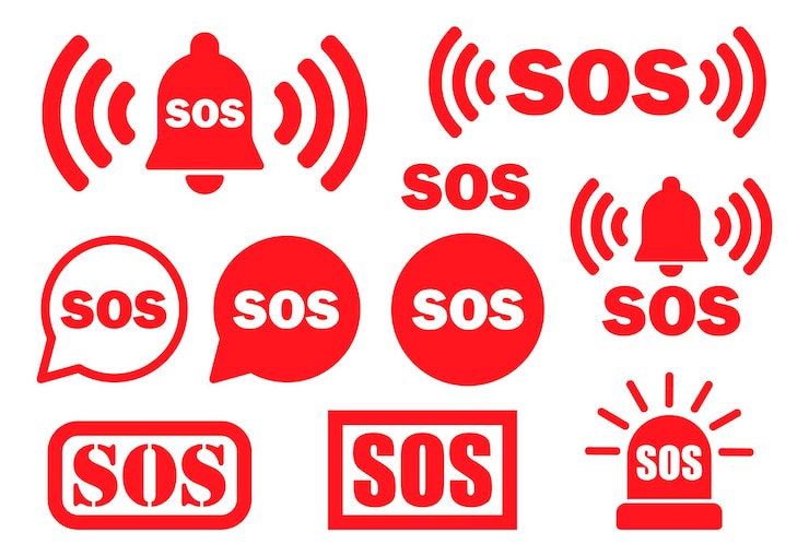 Vetor botão de símbolo de sos logotipo de ajuda de emergência pictograma de sinalização de imagem de ilustração vetorial