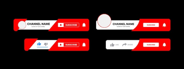 Vetor botão do youtube definir youtube menor terceiro nome do canal do youtube inscrever-se