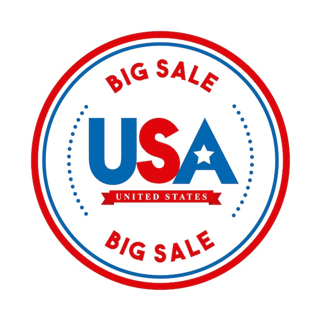 Botão dos estados unidos da américa e grande conceito de venda