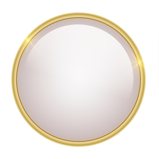 Botão dourado brilhante, 3D metálico dourado