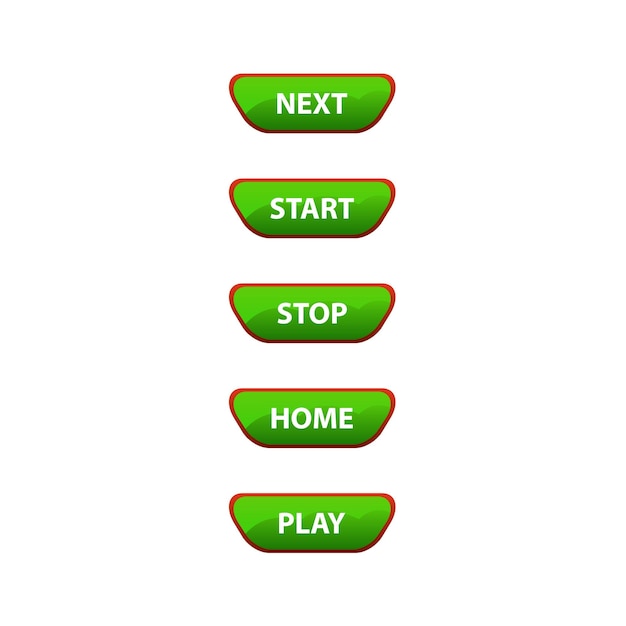 Vetor botão pacote de ícones parar próximo jogo começar jogar em casa
