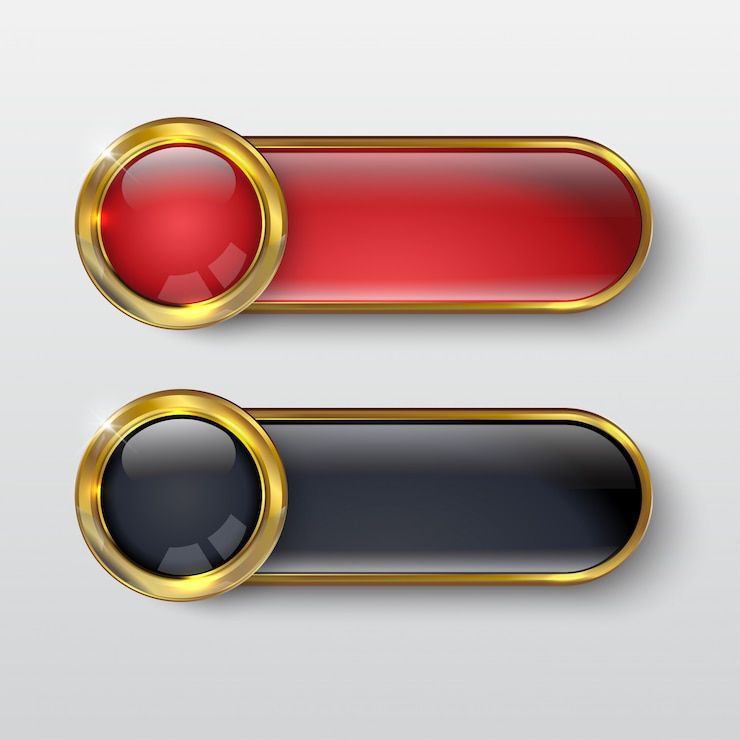 Vetor botão premium ouro vermelho brilhante