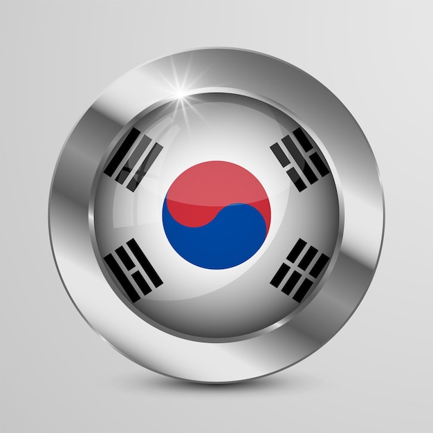 Vetor botão realista com bandeira da coreia do sul perfeito para qualquer uso