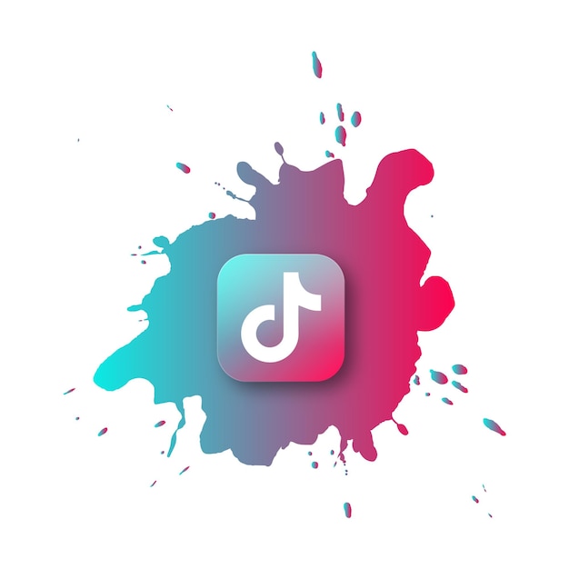 Vetor botão tiktok com fundo de respingo de tinta