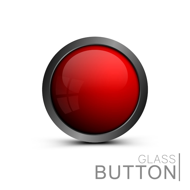 Botão vermelho brilhante para web design. , vazio, botão de vidro do formulário redondo para ícones. Elemento para design de interface do usuário, aplicativos e jogos.