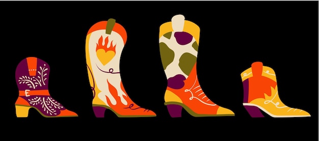 Botas de cowboy americanas vetor isolado