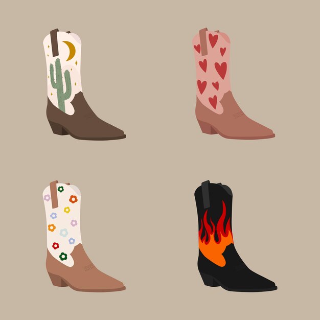 Botas de cowgirl retro Howdy cowboy ocidental oeste selvagem