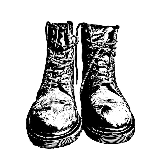 botas militares desenhadas à mão