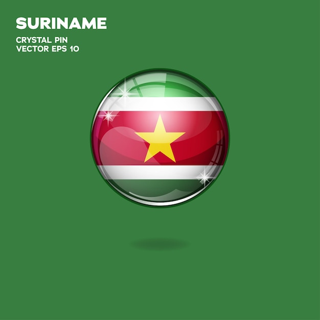 Botões 3d da bandeira do suriname
