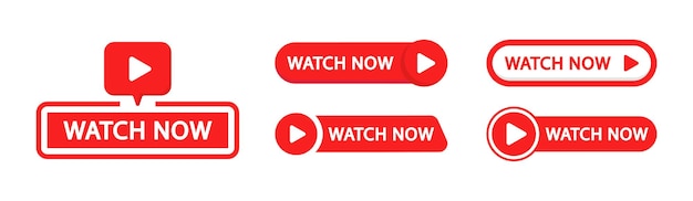 Botões assistir agora reproduzir conjunto de botões de vídeo botão assistir vídeo agora para o site