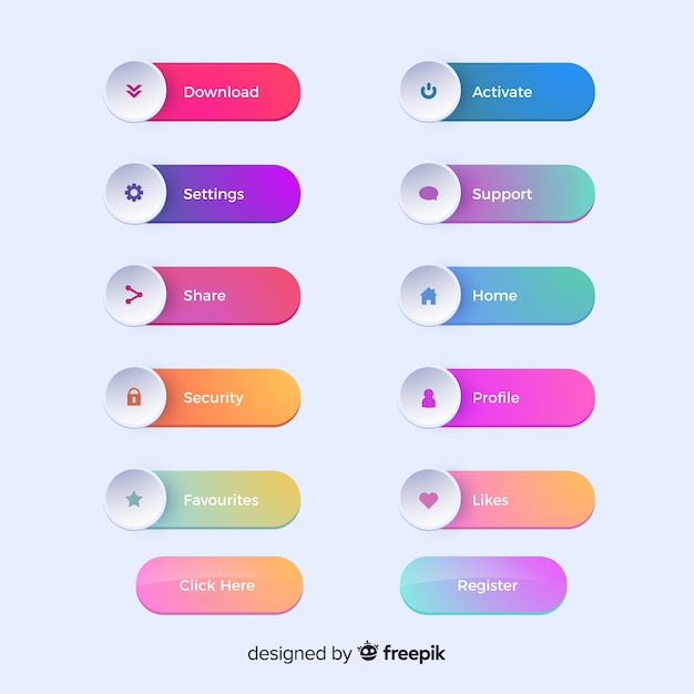 Botões da Web em estilo gradiente