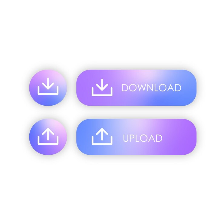 Vetor botões de download ícones definido ui ux design aplicativo site interface de aplicação elementos