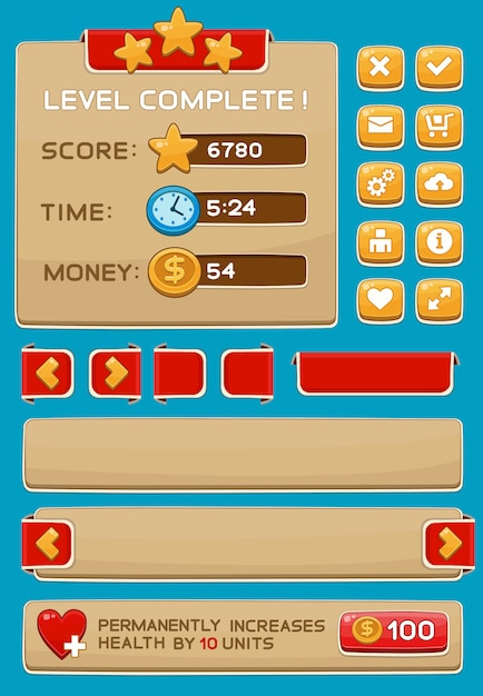 Botões de interface definidos para jogos ou aplicativos