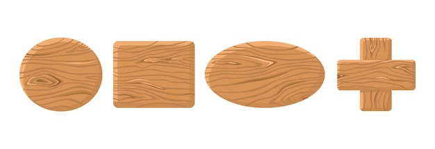 Vetor botões de madeira diferentes formas definidas em fundo branco isolado elementos de gui de vetor de desenho animado