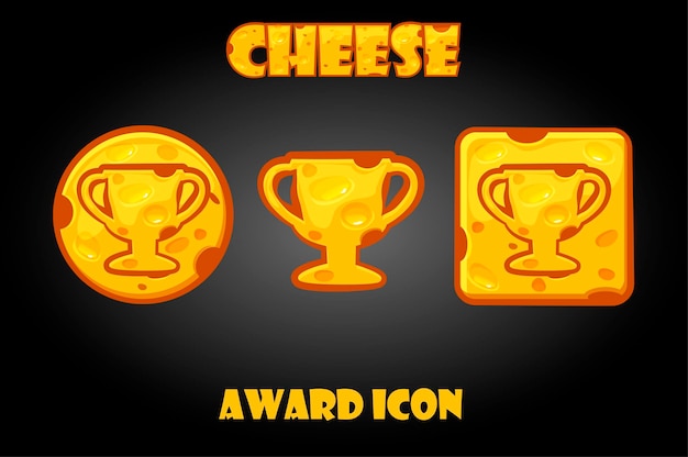 Botões de queijo com um ícone de recompensa para o jogo.
