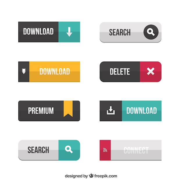 Vetor botões de web bonitos do design diferente