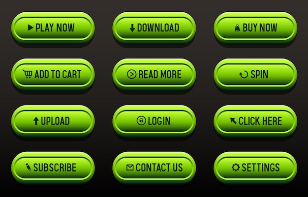Botões para sites Botões verdes Grande conjunto de botões vetoriais para design web