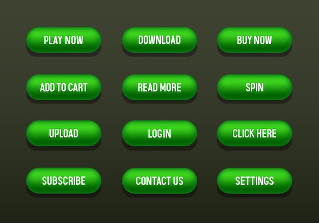 Botões para sites Botões verdes Grande conjunto de botões vetoriais para design web