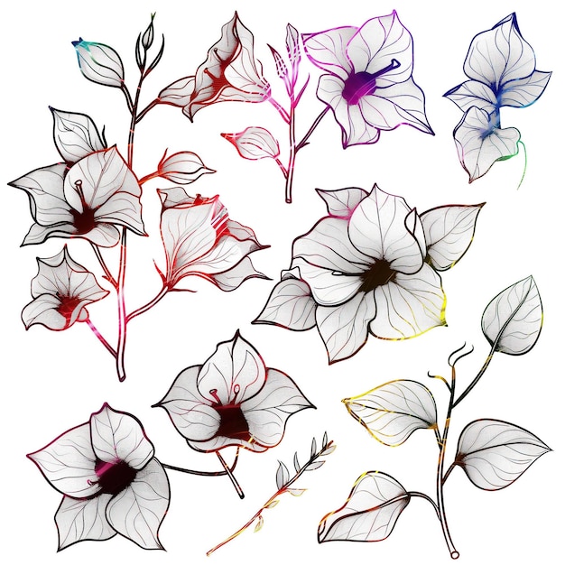 Vetor bougainvillea vetor plano li conjunto ilustração de alta qualidade