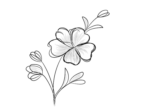 Vetor bouquet de flores com estilo desenhado à mão em fundo branco