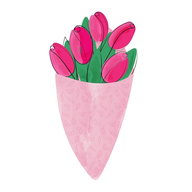 Bouquet de tulipas cor-de-rosa para cartões postais presentes de decoração