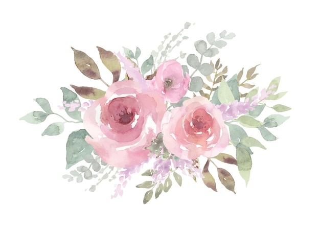 Vetor bouquet floral com aquarela