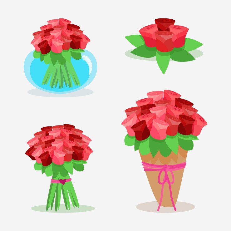 Vetor bouquets de rosas vermelhas