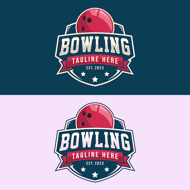 Bowling logo torneio distintivo logo design vetor ilustração