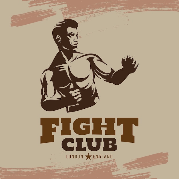 Boxing club fights. etiqueta de emblema de boxe