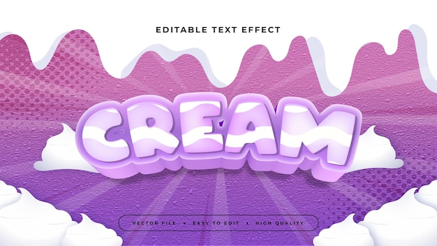 Branco e roxo violeta creme estilo de fonte de efeito de texto 3D editável