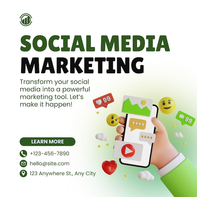 Branco Preto Verde Moderno Marketing de Mídia Social Instagram Post 1