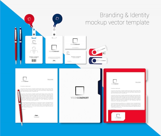 Vetor branding e modelo de vetor de maquete de identidade