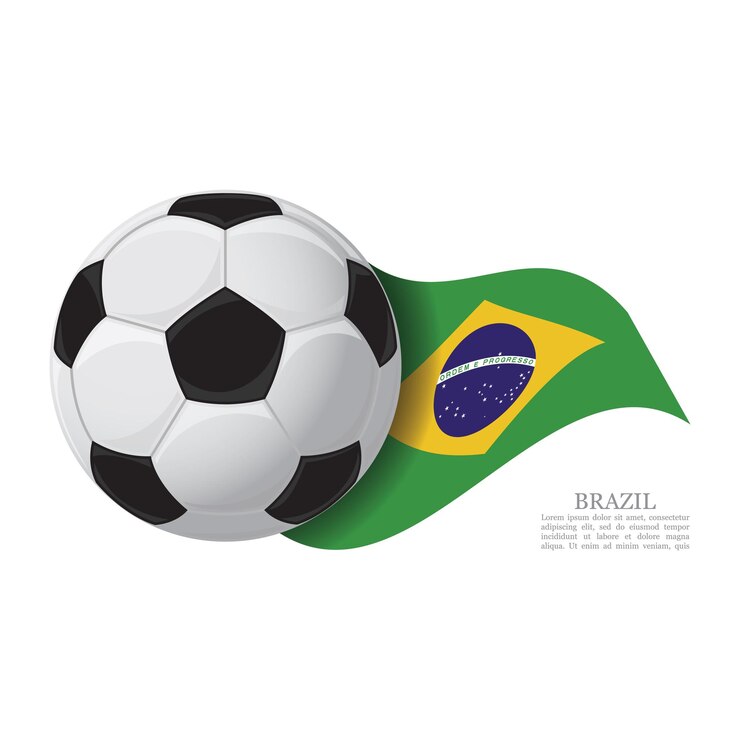Brasil acenando a bandeira com uma bola de futebol Conceito de suporte de time de futebol