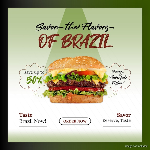 Vetor brasil mídia social post design de comida brasileira