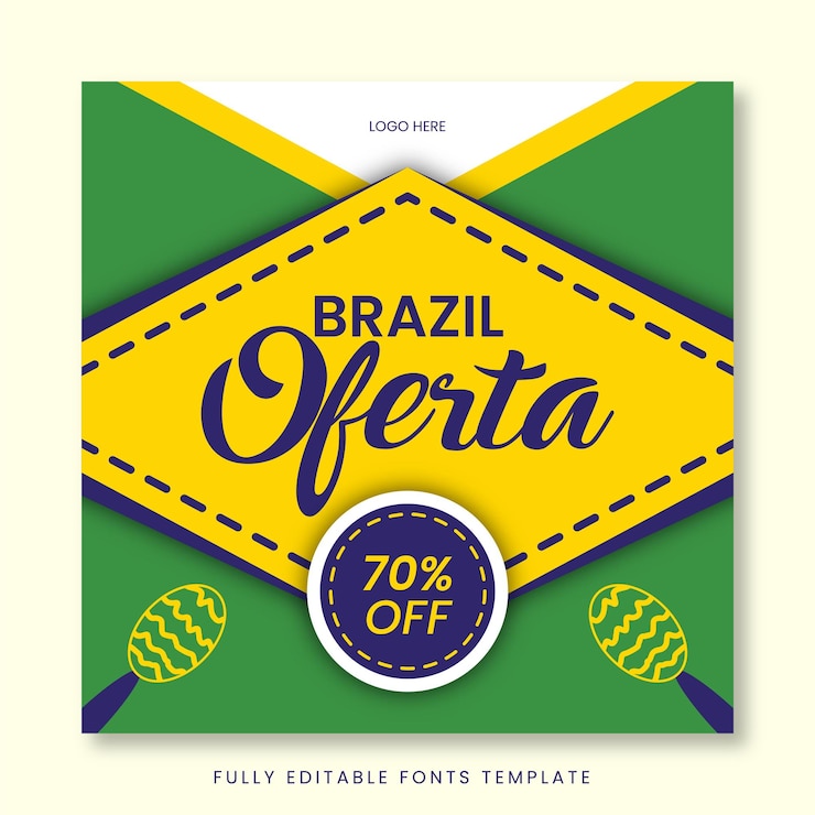 Vetor brasil oferece modelo de postagem de mídia social de venda