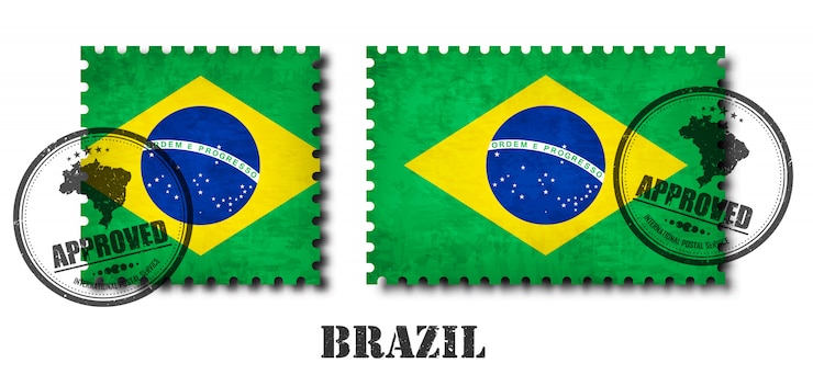 Vetor brasil ou selo de padrão de bandeira brasileira