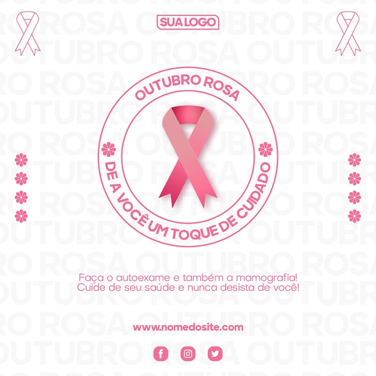 Vetor brasil outubro rosa modelo de cartaz do mês de conscientização do câncer de mama