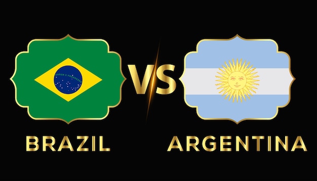 Brasil vs argentina combinar ilustração vetorial com cor de ouro. copa do mundo fifa 2022.