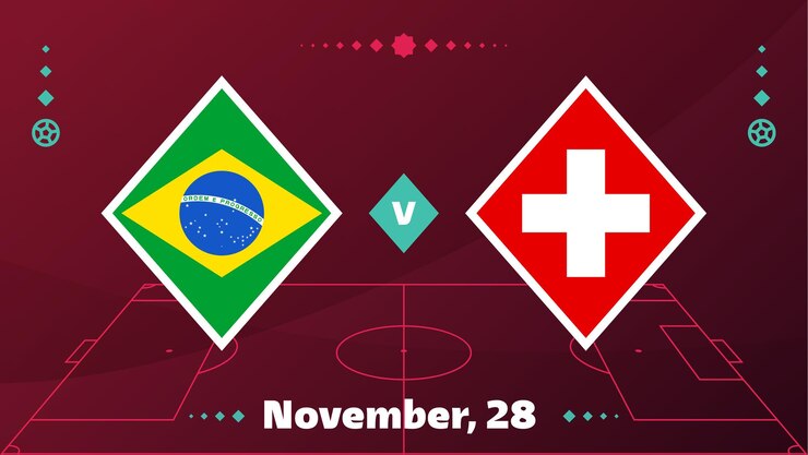 Vetor brasil vs suíça futebol 2022 grupo g competição mundial de futebol partida contra
