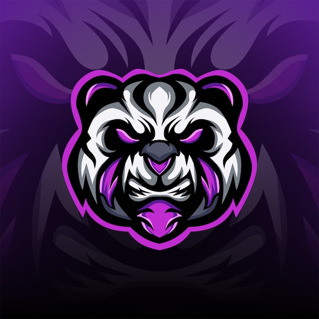 Bravo e cruel panda jogos esport mascote logotipo