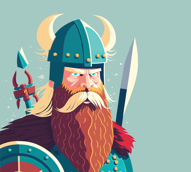 Bravo viking em roupa Feito com base na IA Generation Vector avatar lendas brilhantes minimalismo idade média barba estilizada fantasia avatar guerreiro destemido ilustração do conceito criativo