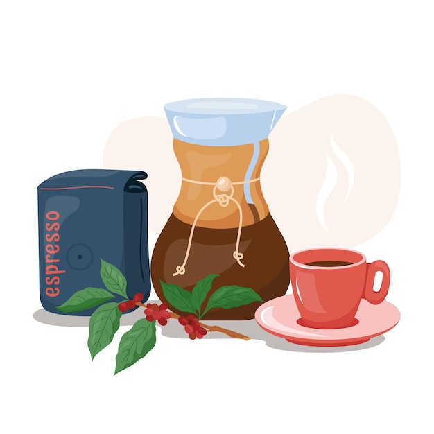 Brew excelência com filtro de café Chemex projetado Criar humor da manhã com uma chávena de aroma expresso