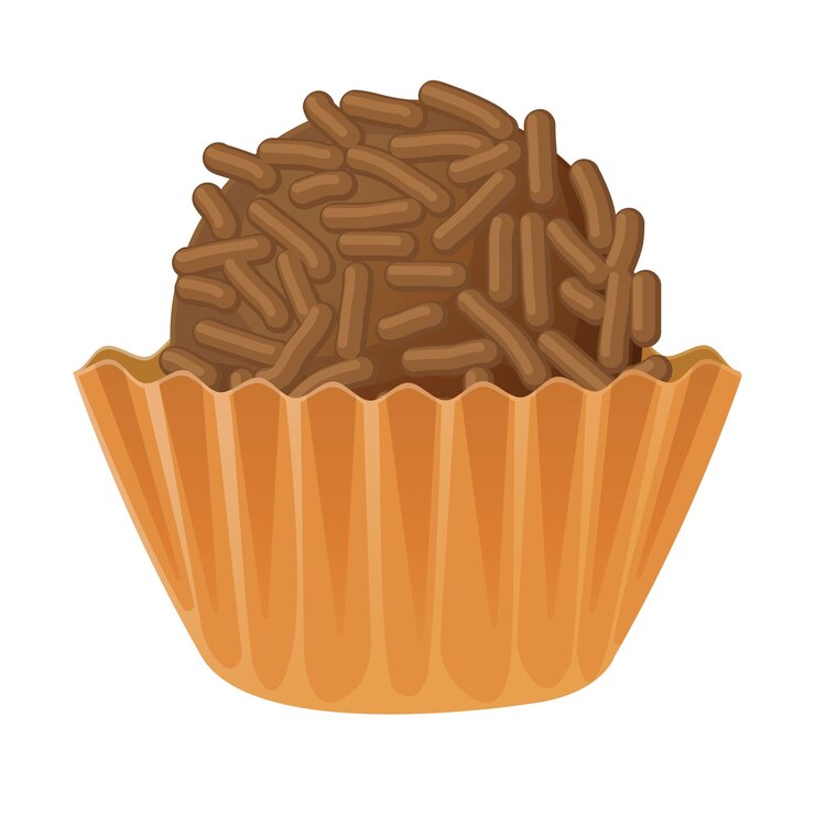 Vetor brigadeiro tradicional deserto brasileiro. ilustração realista de desenho animado de comida latino-americana