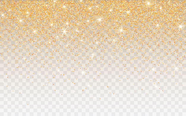 Brilho de glitter dourado em um fundo transparente