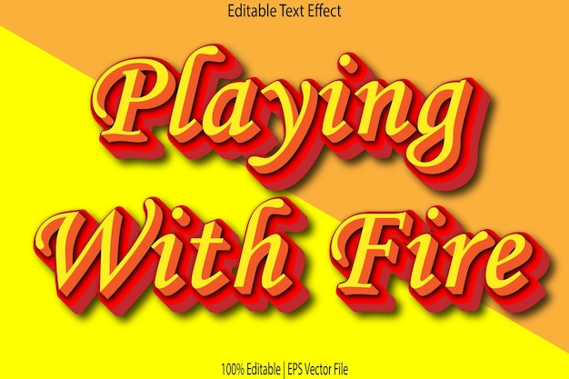 Brincar com o fogo efeito de texto editável estilo plano embolsado