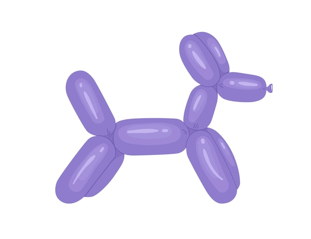 Brinquedo de cachorro infantil fofo de balão de hélio torcido. Animal de látex brilhante de bolhas de balão para festa de aniversário infantil. Ilustração em vetor plana colorida isolada no fundo branco.